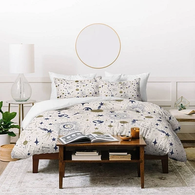 Deny Designs  Heather Dutton Solar System Ether Duvet Cover and Pillow Shams: Abstract, Machine Washable, Non-Woven Fabric