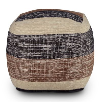 Jamal Square Handwoven Pouf Beige/Brown/Black - Steve Silver Co.: Wool & Cotton, No Assembly Required