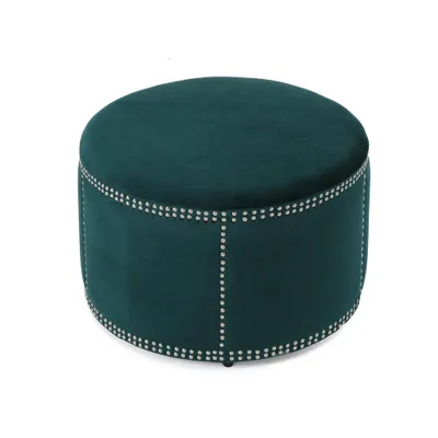 Jaewon Studded Velvet Ottoman Teal - Christopher Knight Home