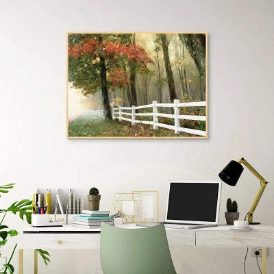 Masterpiece Art Gallery 30x40 White Fence in Fall Wall Art