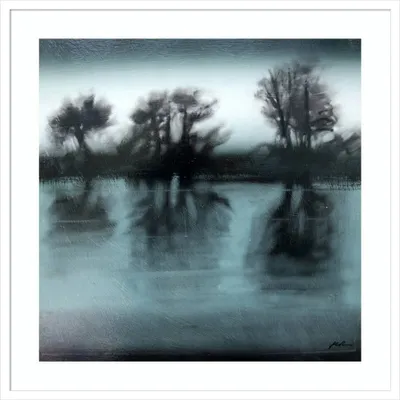 33 x 33 Flood with Trees by Paul Powis Wood Framed Wall Art Print - Amanti Art: Giclee Landscape, Hardwood Frame