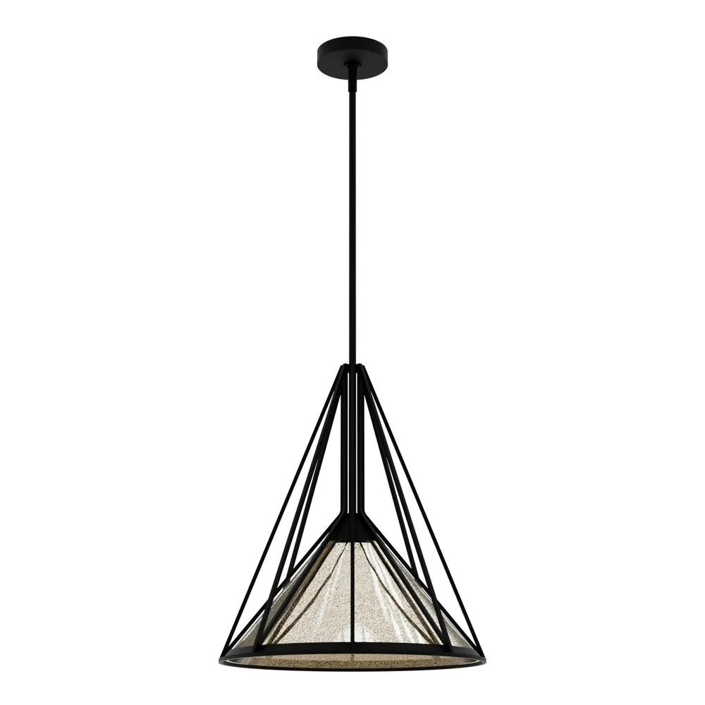 Rafner Iron with Mercury Glass Pendant Ceiling Light Natural Black Large - Hunter Fan