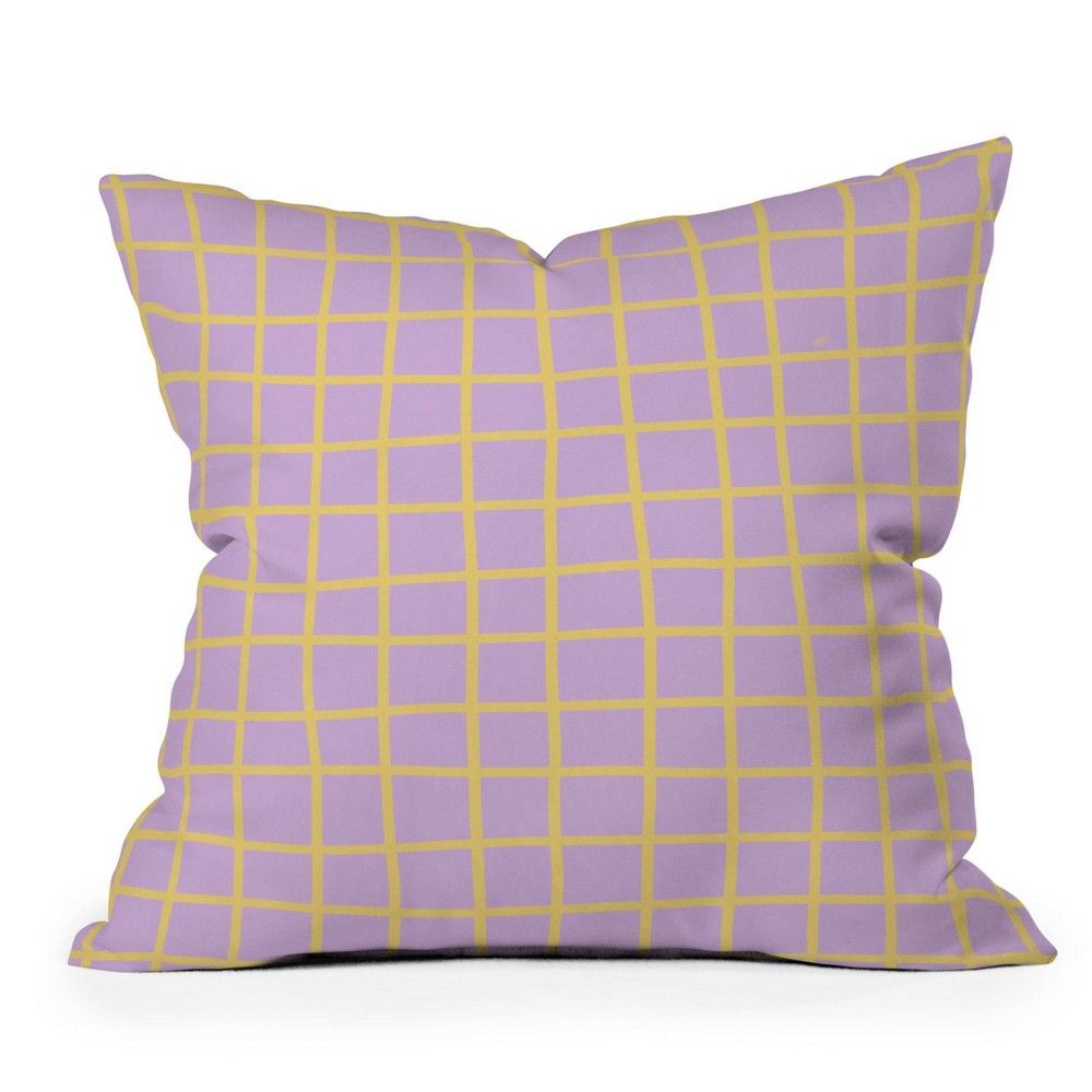 Maria Creative Windowpane Outdoor Throw Pillow Lavender/Lemon