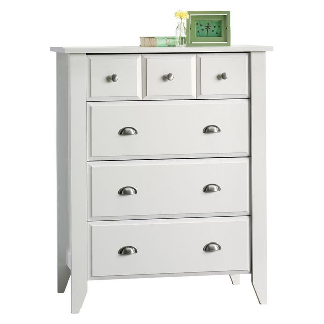 Shoal Creek 4 Drawer Chest Soft White - Sauder: Sleek Nickel Hardware, Bedroom Storage