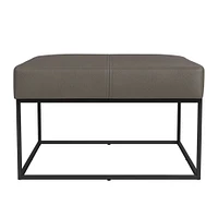 HomePop Large Square Metal Faux Leather Ottoman Pewter Gray: Upholstered Bench, MDF & Plywood Frame