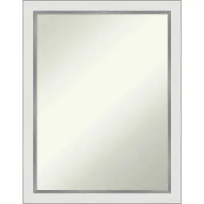 21 x 27 Non-Beveled Eva White Silver Narrow Wall Mirror - Amanti Art