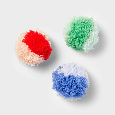 Furry Pom Poms Cat Toy - 3pk - Boots & Barkley