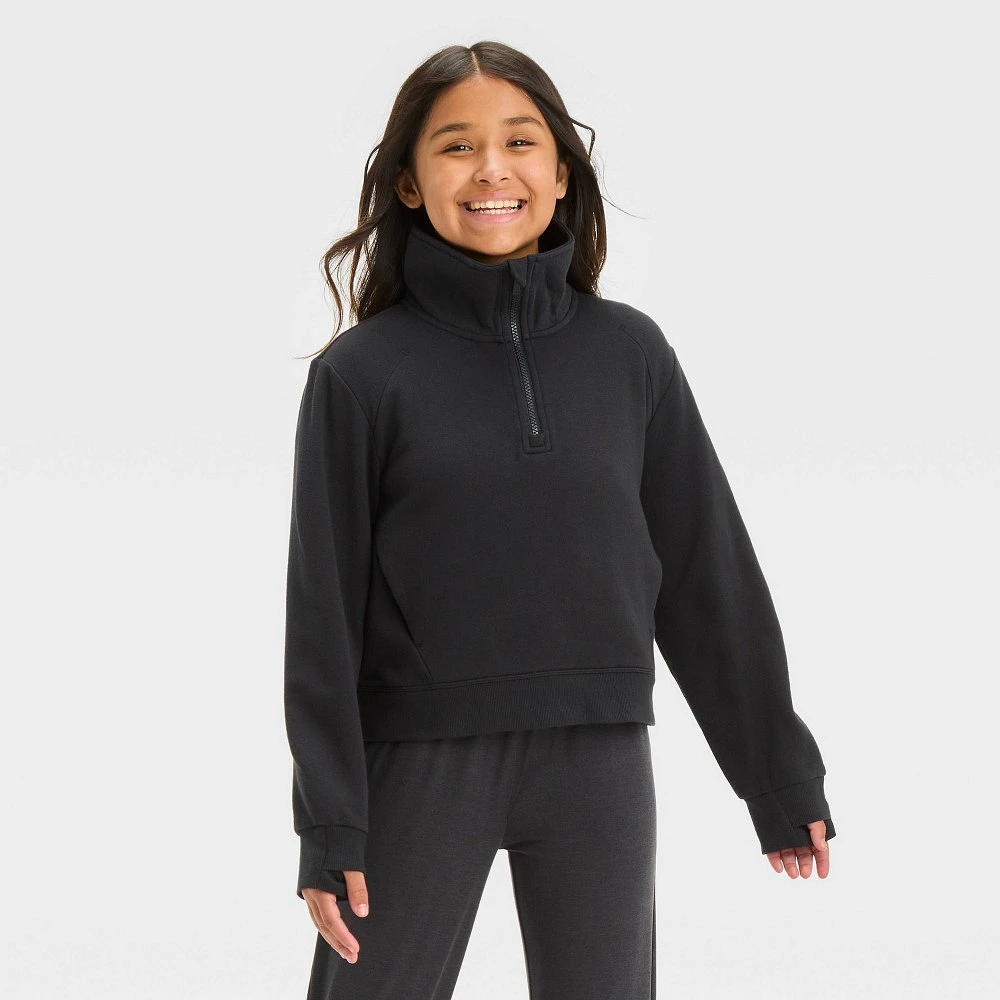 Girls 1/2 Zip Fleece Pullover Sweatshirt