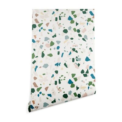 Deny Designs 2 x 8 Holli Zollinger Terrazzo Wallpaper Green: Self-Adhesive, Removable, Polyester, Modern Decor