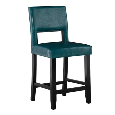 Linon 24 Vega Padded Back and Seat Faux Leather Counter Height Barstool Hardwood : Upholstered, Stained Finish, Foam Fill