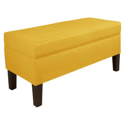 Skyline Furniture Louie Upholstered Storage Bench Linen French Yellow