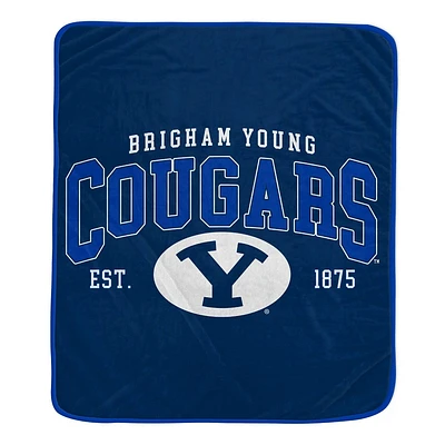 NCAA BYU Cougars Vintage Arch Block Flannel Fleece Blanket