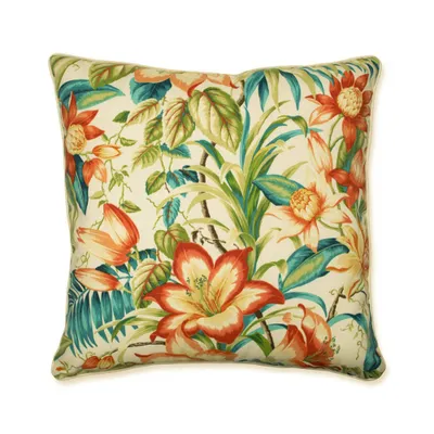 25 Botanical Glow Tiger Lily Outdoor Floor Pillow Blue - Pillow Perfect