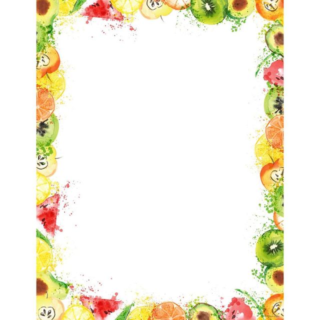 80ct Fruit Splash Letterhead White: Great Papers! Stationery, Imprintable Invitations, Food Pattern, 8.5x11, All Occasions