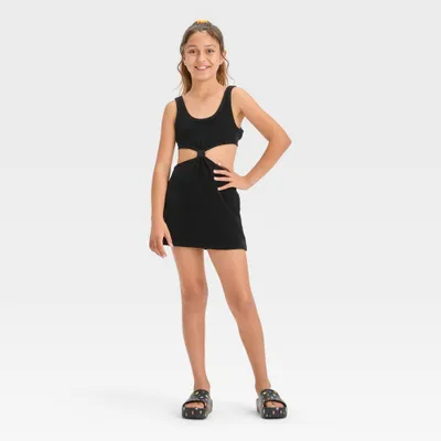 Girls Solid Terry Cover Up Dress