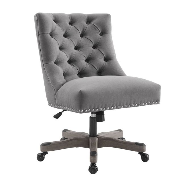 Della Traditional Tufted Wood Base Swivel Office Chair  - Linon