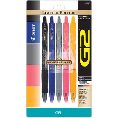 Pilot 5pk G2 Mineral Art Collection Gel Pens Fine Point 0.7mm Assorted Inks: School Supplies, Colored Pens, Stationery Set