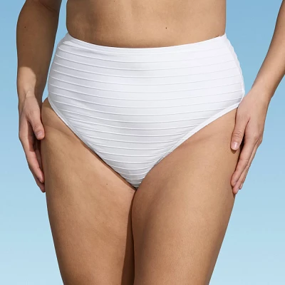 Lands End Womens Ribbed Smoothing High Waist Bikini Bottom