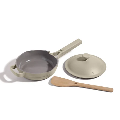 Our Place Mini Always Pan Steam: 8.5 Ceramic Nonstick, Oven-Safe, Gas & Induction Compatible, Beige, 3-Piece Set