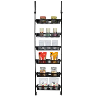 Smart Design Steel 6-Tier Deluxe Over the Door Hanging Pantry Organizer - Black