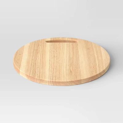 15.98x15.98 Rubberwood Round Serving Platter Brown - Threshold