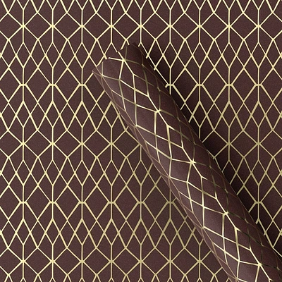 20 sq ft Foil Christmas Gift Wrap Brown - Wondershop