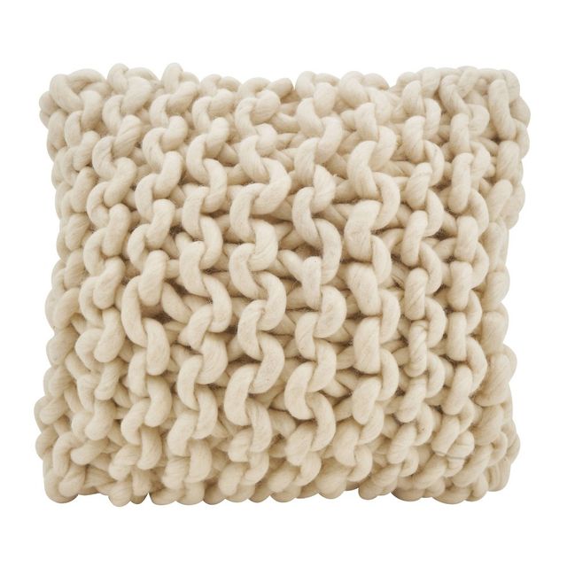 18x18 Chunky Knit Square Throw Pillow Cover - Saro Lifestyle: Style