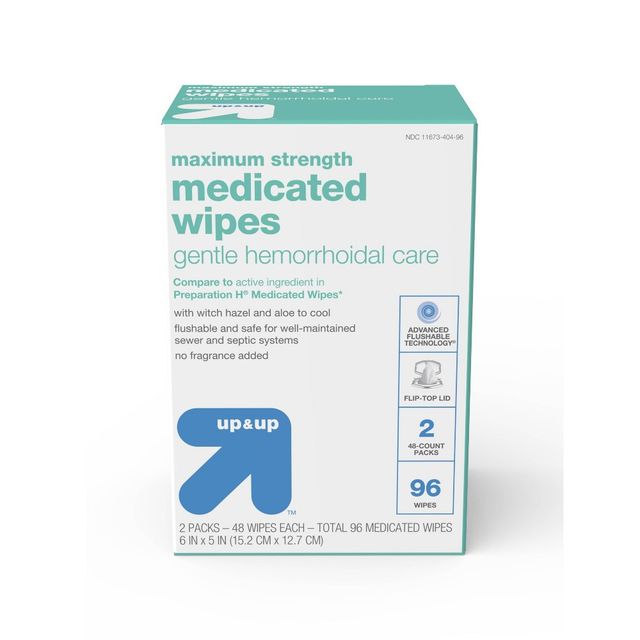 Medicated Hemorrhoid Fragrance free Wipes - 96ct - up & up