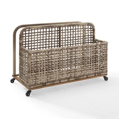 Ridley Outdoor Wicker & Metal Pool Storage Caddy - Gray - Crosley