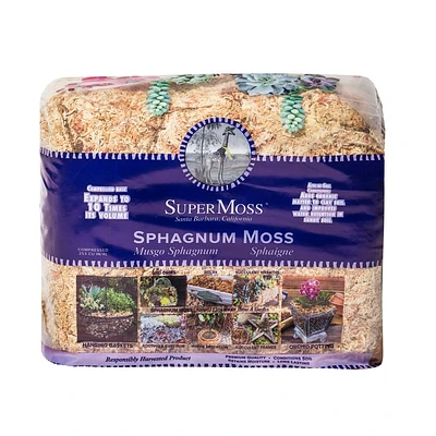 SuperMoss Sphagnum Moss Bale Decorative Filler - Natural: Ideal for Orchids, Soil Aeration, Water Retention