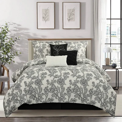 Nanshing 7pc Maybole Floral Comforter Set Off-White