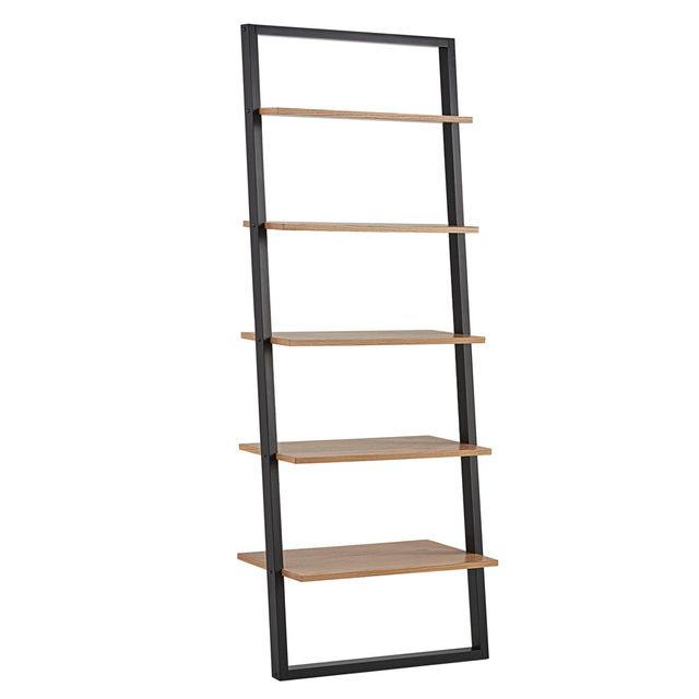 73.6 Phyliss White Metal Leaning Ladder Shelves  - Inspire Q: 5-Tier Bookcase, Farmhouse Style