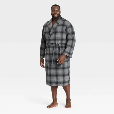 Mens Big & Tall Plaid Microfleece Robe