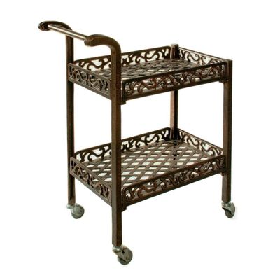 Oakland Living 2 Tier Metal Patio Service Cart: Rust-Free, Weather-Resistant Aluminum with Casters