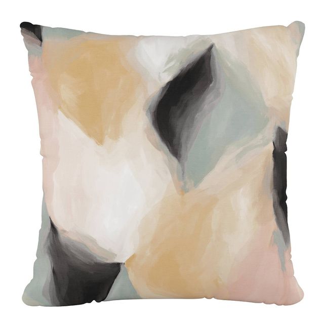 18x18 Polyester Pillow with Welt in Abstract Shapes Cloud - Skyline Furniture: Cotton Woven, Zipper Closure, Indoor Use