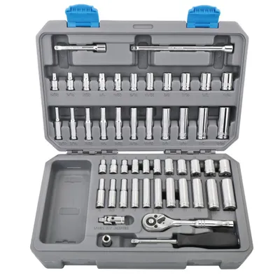 Apollo Tools 50pc 1/4 Drive Socket Set SAE and Metric DT0004: Chromed Steel, Lifetime Warranty, Carrying Case Included