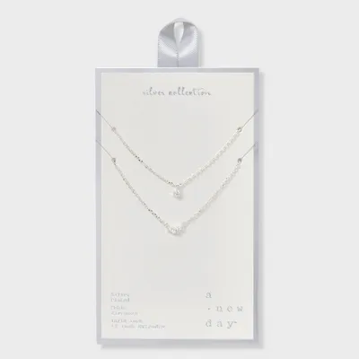 Silver Plated Cubic Zirconia Station Layered Necklace - A New Day Silver