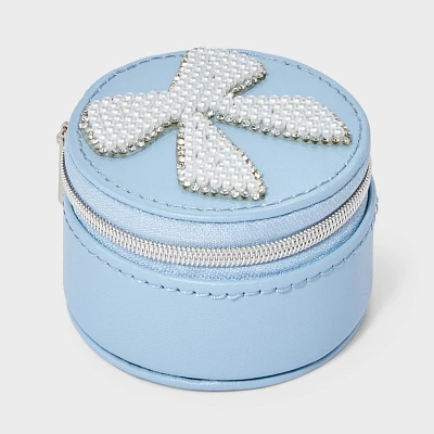 Round Travel Jewelry Organizer with Pearl Bow