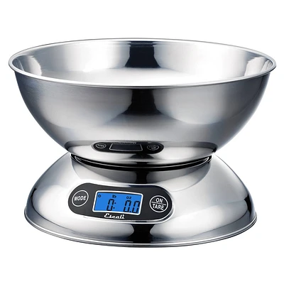 Escali Rondo Stainless Steel Scale: Food Scale for Kitchen, Backlit Display, 11 lb Capacity, Battery Included