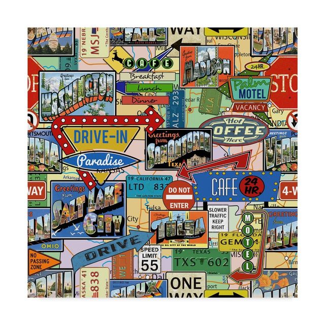 18 x 18 Travel Signs by Jean Plout - Trademark Fine Art