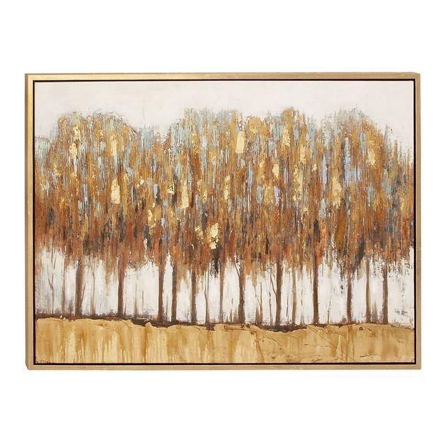 Canvas Tree Framed Wall Art with Gold Frame Brown - Olivia & May: 36x47 Nature Painting, Vertical Orientation, Plastic Frame