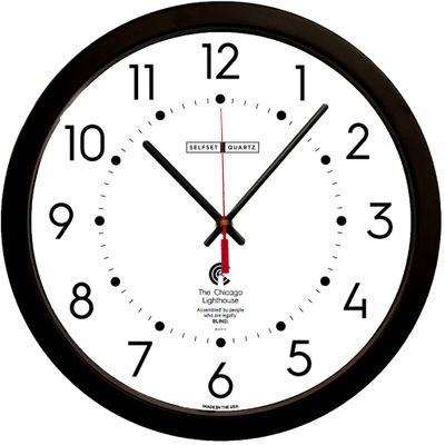 16.5 Daylight Savings Self-Set Wall Clock Black - The Chicago Lighthouse