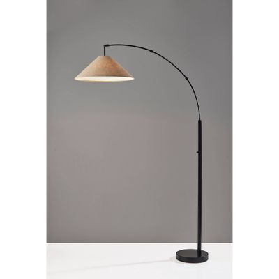 Braxton Arc Lamp Dark Bronze - Adesso: Adjustable Joint, 76 Tall, Textured Shade