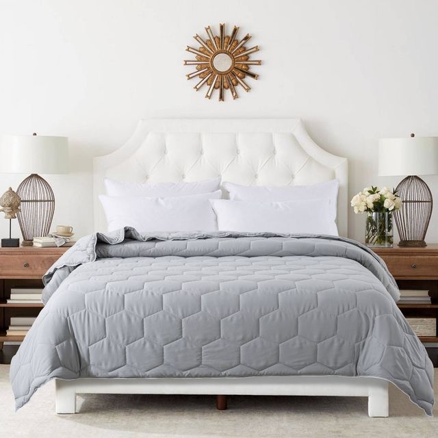 Twin Honeycomb Down Alternative Duvet Insert Gray - St. James Home