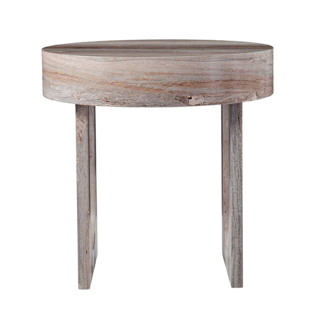 Loxdid Round Faux Marble End Table Brown - Aiden Lane