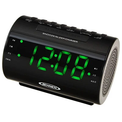 JENSEN AM/FM Digital Dual Alarm Clock Radio with LED Display, Nature Sounds, Aux-in (JCR-210)