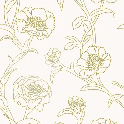 Tempaper & Co. Peonies Removable Peel and Stick Wallpaper, Gold Leaf Floral, 56 sq. ft.