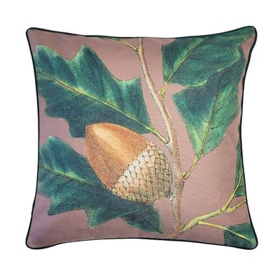 20x20 Oversize NYBG Sylva Acorn Square Throw Pillow Cover Mauve: Velvet, Zipper Closure - New York Botanical Garden