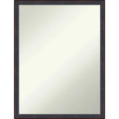 20 x 26 Non-Beveled Scoop Wood Bathroom Wall Mirror Dark Bronze - Amanti Art: Rectangle, Modern Style, Wall Mounted, Includes Hardware