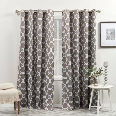 2pk 52x96 Room Darkening Gates Sateen Woven Curtain Panels Taupe - Exclusive Home: Thermal Insulated, Geometric Pattern, Grommet Top